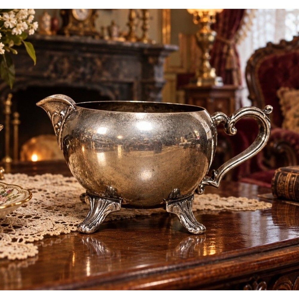 🔥Vtg Silver Plated Footed Creamer Jug Vintage International Silver Company